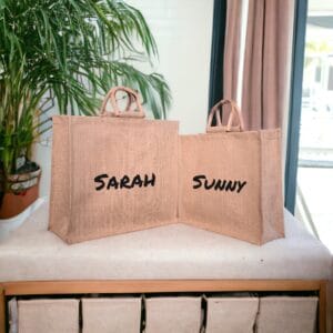 Bamboo handle jute bag