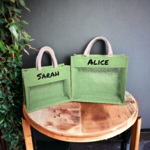 Jute PVC Window Gift Bags