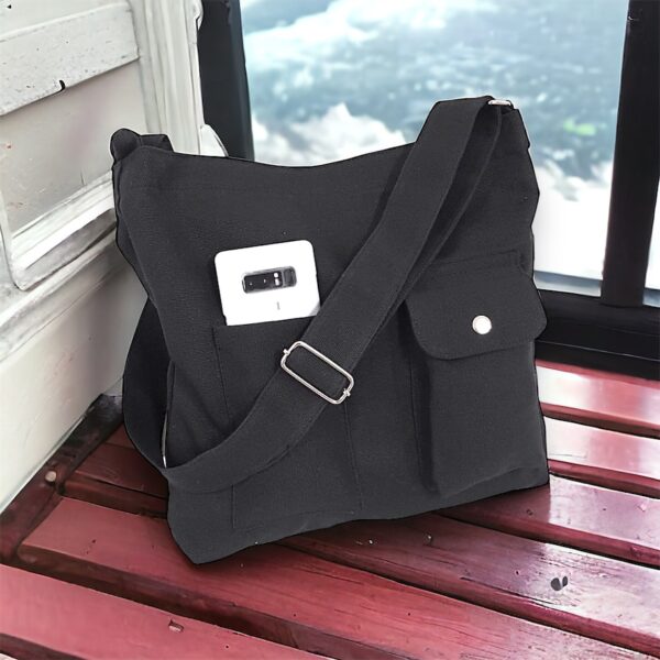 Large Capacity Multiple Pockets Canvas Shoulder Bag, Cotton Canvas Tote Bag, Women's Shopping Bags, Gift for her - Image 3