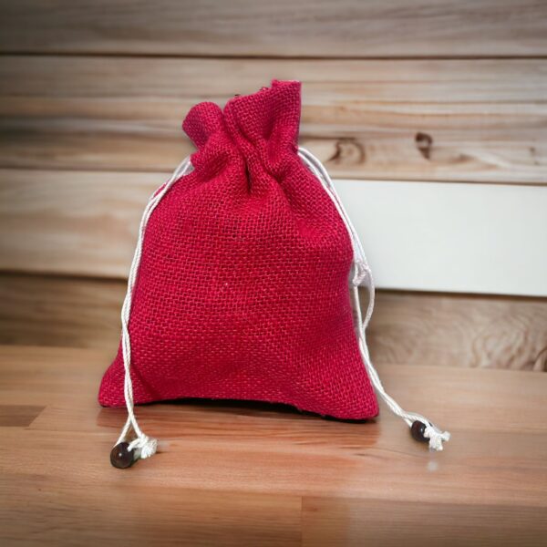 Personalised Jute Drawstring Bag, Red Colour - Image 2